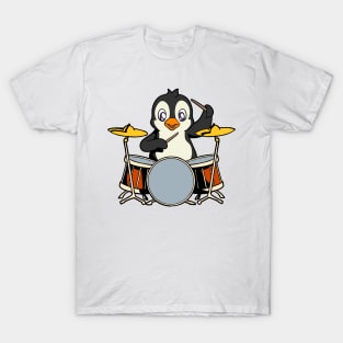 Cartoon penguin playing drums T-Shirt